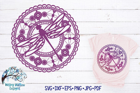 Lace Dragonfly Mandala SVG SVG Wispy Willow Designs 