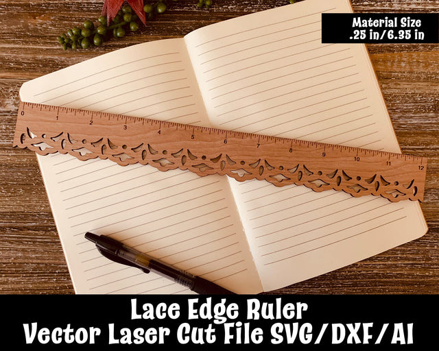 Lace Edge Ruler 3 Laser Cut File SVG Design Shark 