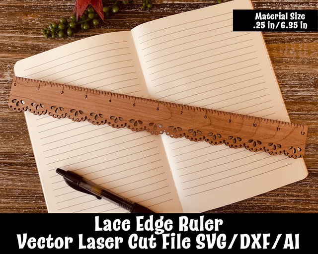 Lace Edge Ruler Laser Cut File SVG Design Shark 
