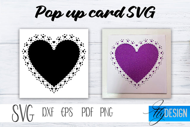 Lace Heart Pop Up Card SVG, Pop-Up Greeting Card, Cricut Pop Up Card, Love Svg, 3D Card, Heart Card SVG SVG Fly Design 