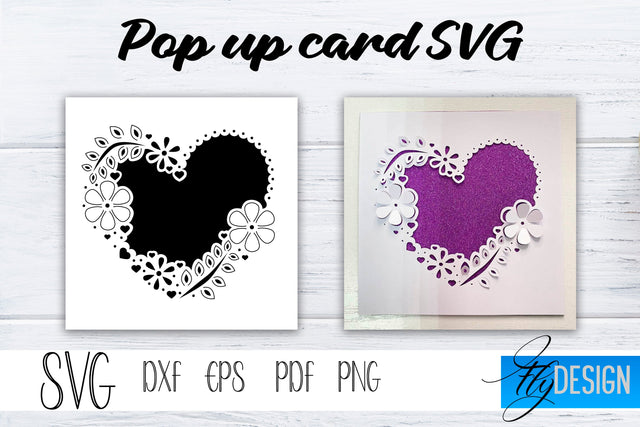 Lace Heart Pop Up Card SVG, Pop-Up Greeting Card, Cricut Pop Up Card, Love Svg, 3D Card, Heart Card SVG SVG Fly Design 