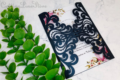 Lace invitation svg, Wedding invitation template SVG CuttingLineStore 