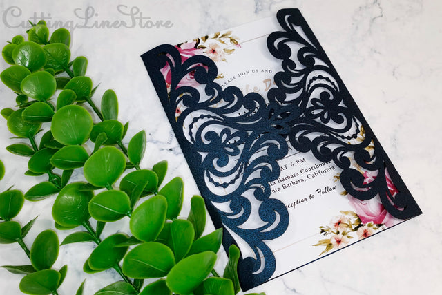 Lace invitation svg, Wedding invitation template SVG CuttingLineStore 