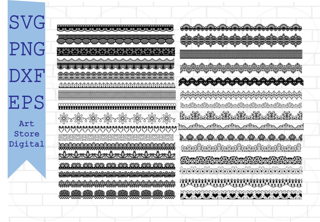 Lace Svg, Classic Lace Borders Svg, Floral Lace Borders Svg, Pattern Svg, Ornamental Svg, Decoration Elements Svg SVG Artstoredigital 