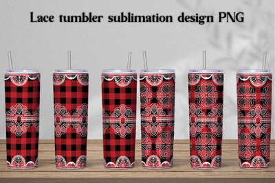 Lace tumbler design | Buffalo plaid tumbler Sublimation Svetana Studio 
