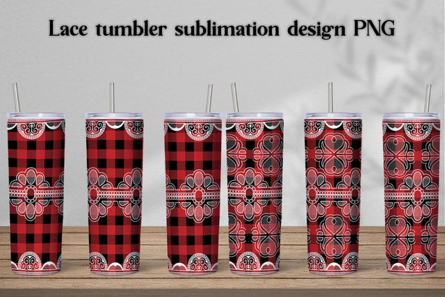 Lace tumbler design | Buffalo plaid tumbler Sublimation Svetana Studio 
