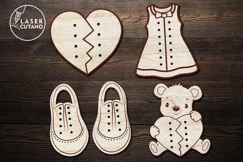 LACING Learning Kit Shoe Montessori Laser Cut Template SVG LaserCutano 