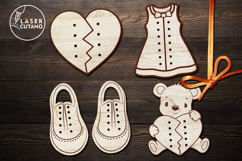 LACING Learning Kit Shoe Montessori Laser Cut Template SVG LaserCutano 