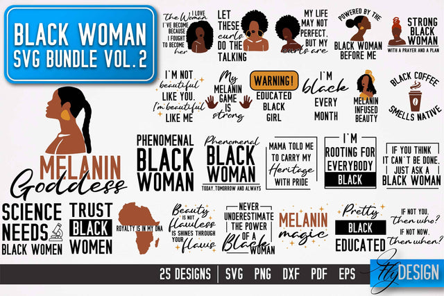 lack Woman SVG | Women Power SVG | Beauty SVG Design v.2 SVG Fly Design 