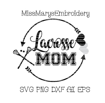 Lacrosse Mom Monogram Arrow Ring SVG MissMarysEmbroidery 