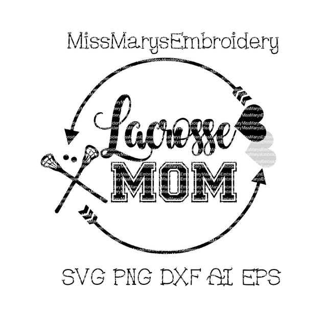 Lacrosse Mom Monogram Arrow Ring SVG MissMarysEmbroidery 
