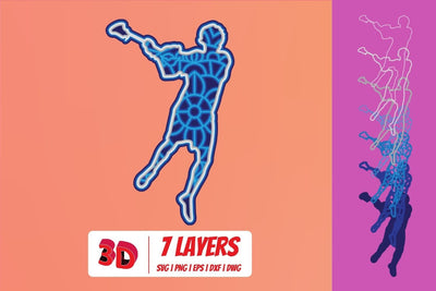 Lacrosse player 3D Layered SVG Cut File SVG SvgOcean 