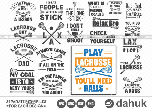 Lacrosse SVG Bundle, Eat Sleep Lacrosse, Lacrosse Boss, Lacrosse Stick svg, Lax Sports SVG, Cut file for silhouette, svg, dxf, png, clipart SVG dahukdesign 