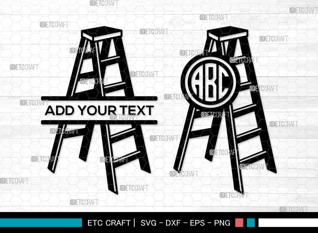 Ladder Monogram SVG, Ladder SVG, Split Monogram Svg, Ladder Icon Svg, Wooden Ladder Svg, Firefighter Ladder Svg, Ladder SVG ETC Craft 