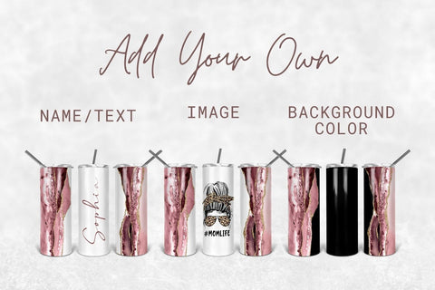 Lady Boss Tumbler Design Template Pink Agate 20oz Skinny Tumbler Sublimation TumblersByPhill 