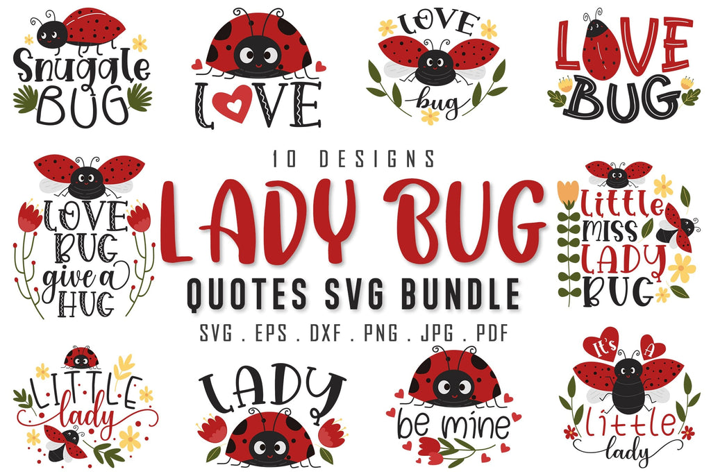 Lady Bug Clipart and Quotes SVG Bundle - So Fontsy