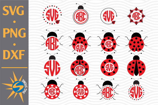 Lady Bug Monogram SVG, PNG, DXF Digital Files Include SVG SVGStoreShop 