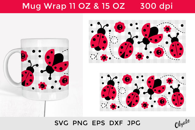 Lady bug PNG. Mug Wrap Sublimation. Ladybug Sublimation SVG Olga Terlyanskaya 