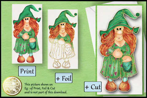 Lady Gnome - Mable - Print n Sketch for Foil Quill - Bundle Sketch DESIGN DrawnTogether with love 