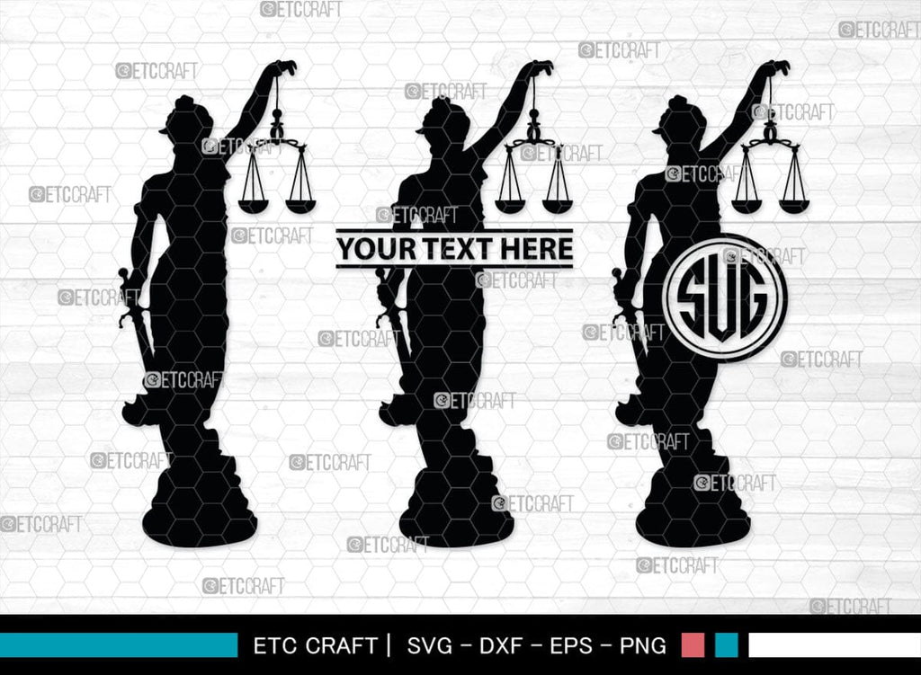 Lady Justice Monogram, Lady Justice Silhouette, Lady Justice SVG, Scale ...