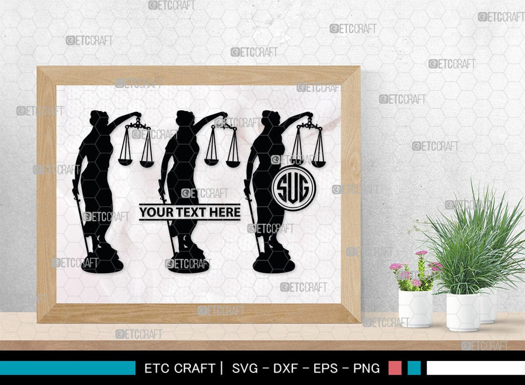 Lady Justice Monogram, Lady Justice Silhouette, Lady Justice SVG, Scale ...