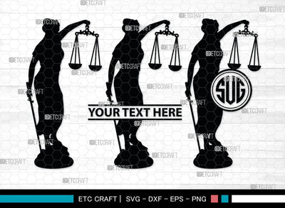 Lady Justice Monogram, Lady Justice Silhouette, Lady Justice SVG, Scale Of Justice Svg, Justice League Svg, SB00373 SVG ETC Craft 