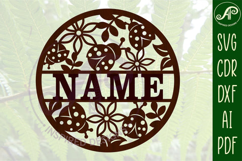 Ladybird name sign svg laser cut template SVG APInspireddesigns 