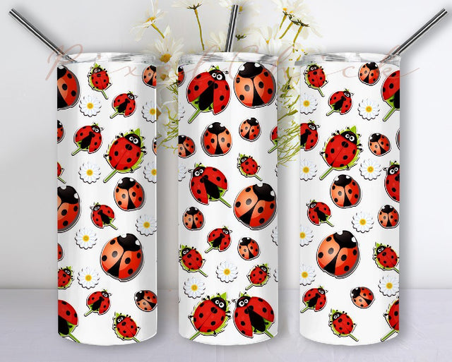 Ladybug 20oz skinny tumbler for straight and tapered Digital Design for Sublimation, Ladybug 20oz Skinny Tumbler Sublimation Designs Sublimation PixelChick 