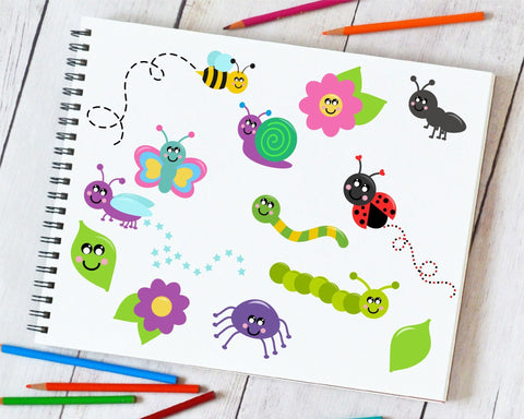 Ladybug Clipart - Summer - Butterfly - Spider - Bumblebee - Bugs Bundle SVG Crafty Mama Studios 