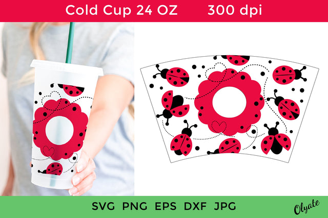 Ladybug Cold Cup Full Wrap SVG. 24 OZ Tumbler Wrap SVG Olga Terlyanskaya 