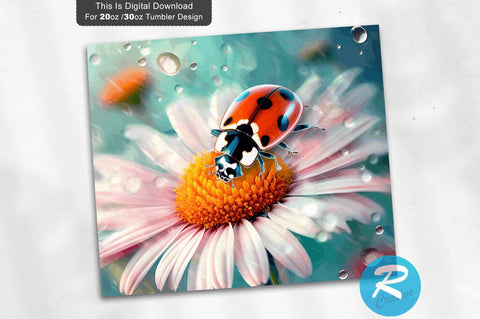 Ladybug Daisy Flowers 20 oz / 30 oz Tumbler PNG Sublimation Regulrcrative 