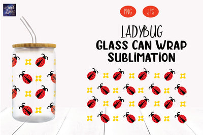 Ladybug Glass Can Wrap | Ladybug Pattern Glass Wrap Sublimation Angel Lynne Designs 