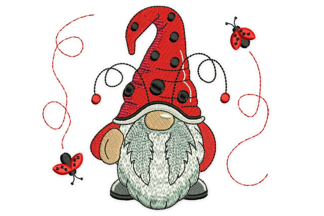 Ladybug Gnome Embroidery Design, Summer Embroidery Designs Embroidery/Applique DESIGNS NextEmbroidery 
