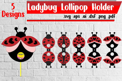 Ladybug Lollipop Holders - svg dxf eps ai png pdf 3D Paper zafrans studio 