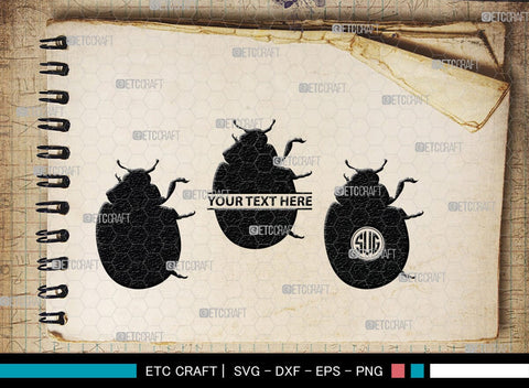 Ladybug Monogram, Ladybug Silhouette, Ladybug SVG, Beetle Svg, Bug Svg, Ladybird Svg, Insect Svg, SB00288 SVG ETC Craft 