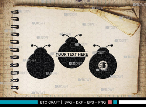 Ladybug Monogram, Ladybug Silhouette, Ladybug SVG, Beetle Svg, Bug Svg, Ladybird Svg, Insect Svg, SB00288 SVG ETC Craft 