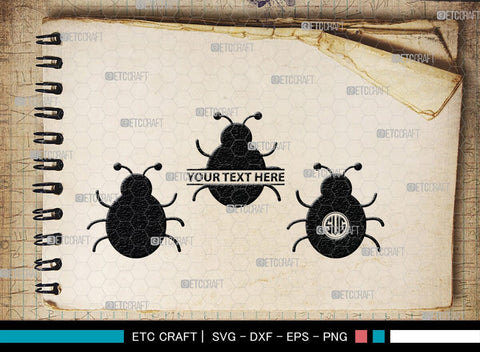 Ladybug Monogram, Ladybug Silhouette, Ladybug SVG, Beetle Svg, Bug Svg, Ladybird Svg, Insect Svg, SB00288 SVG ETC Craft 