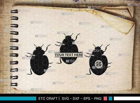 Ladybug Monogram, Ladybug Silhouette, Ladybug SVG, Beetle Svg, Bug Svg, Ladybird Svg, Insect Svg, SB00288 SVG ETC Craft 