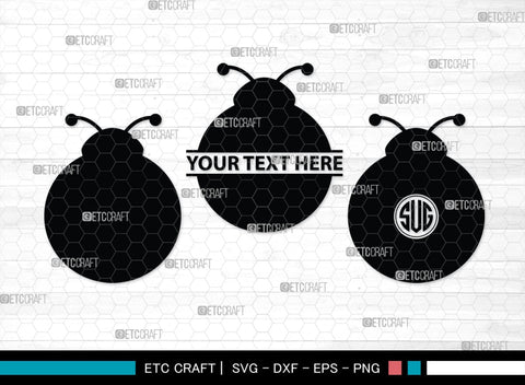 Ladybug Monogram, Ladybug Silhouette, Ladybug SVG, Beetle Svg, Bug Svg, Ladybird Svg, Insect Svg, SB00288 SVG ETC Craft 