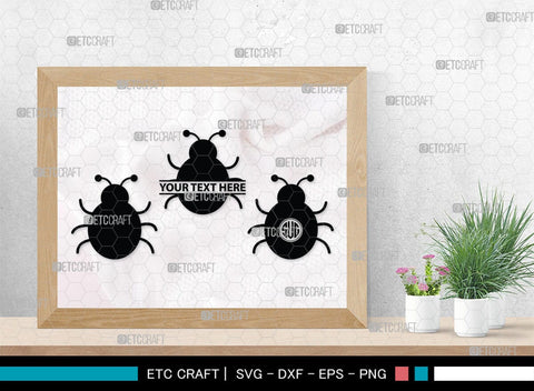 Ladybug Monogram, Ladybug Silhouette, Ladybug SVG, Beetle Svg, Bug Svg, Ladybird Svg, Insect Svg, SB00288 SVG ETC Craft 
