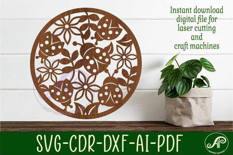 Ladybug wall art sign, SVG file. vector file SVG APInspireddesigns 