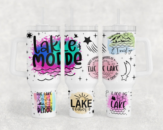 Lake 40oz Tumbler Wrap, Lake Vibes 40oz Quencher Tumbler Sublimation Design, Lake Mode Tumbler PNG File Sublimation HappyDesignStudio 