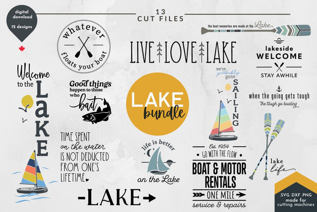 Lake Bundle of 13 SVG Cut Files for Crafting SVG Lettershapes 