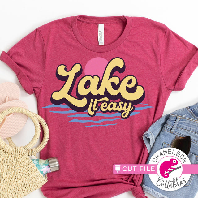 Lake it easy retro svg png dxf SVG Chameleon Cuttables 