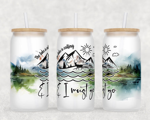 Lake Libbey Glass Can Wraps, 16oz Glass Can Sublimation Designs, Lake Quotes Glass Can PNG Files Sublimation HappyDesignStudio 