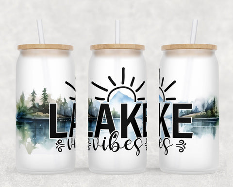 Lake Libbey Glass Can Wraps, 16oz Glass Can Sublimation Designs, Lake Quotes Glass Can PNG Files Sublimation HappyDesignStudio 