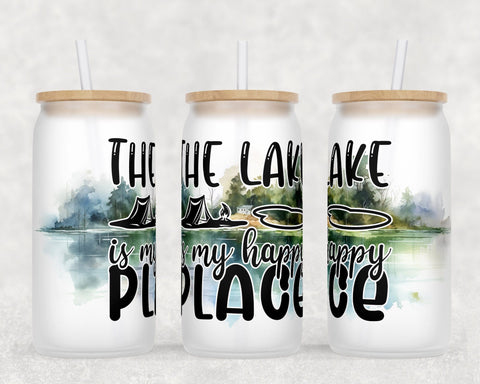 Lake Libbey Glass Can Wraps, 16oz Glass Can Sublimation Designs, Lake Quotes Glass Can PNG Files Sublimation HappyDesignStudio 