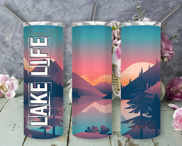 Lake Life 20oz Skinny Tumbler, Lake Tumbler Design, Life Is Better At The Lake Tumbler Png, Summer Vacation Tumbler Template, The Lake Tumbler Wrap, Digital Download Sublimation DesignSVG 