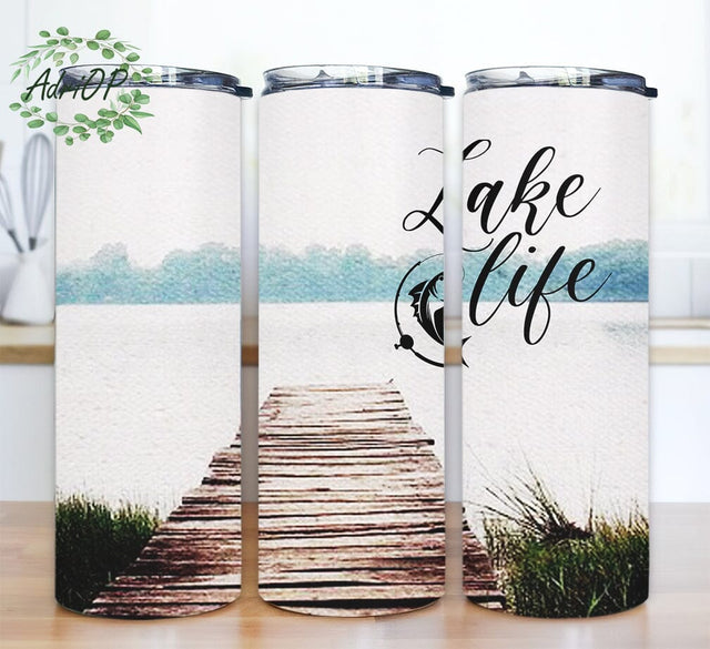 Lake Life 20oz Skinny Tumbler Png, Life Is Better At The Lake Png, Fishing Lake Life, Father's Day Gift Fisherman, Camp Png Downloads Sublimation AdriOP 