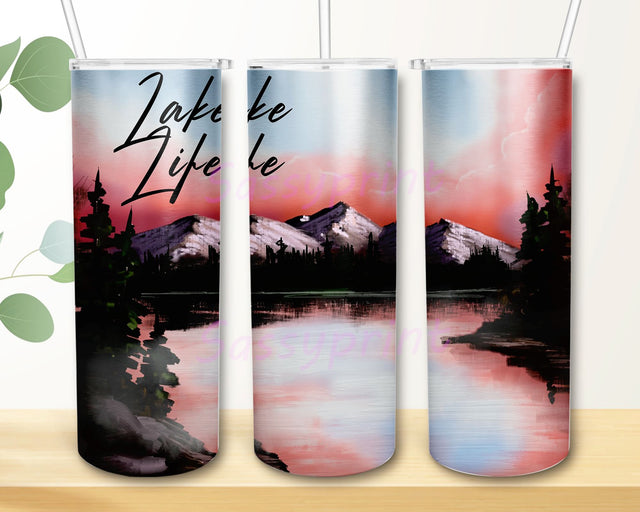 Lake Life 20oz Skinny Tumbler Sublimation Designs Wolf Tumbler for Straight/Tapered Tumbler PNG File Digital Download Sublimation sassyprint 